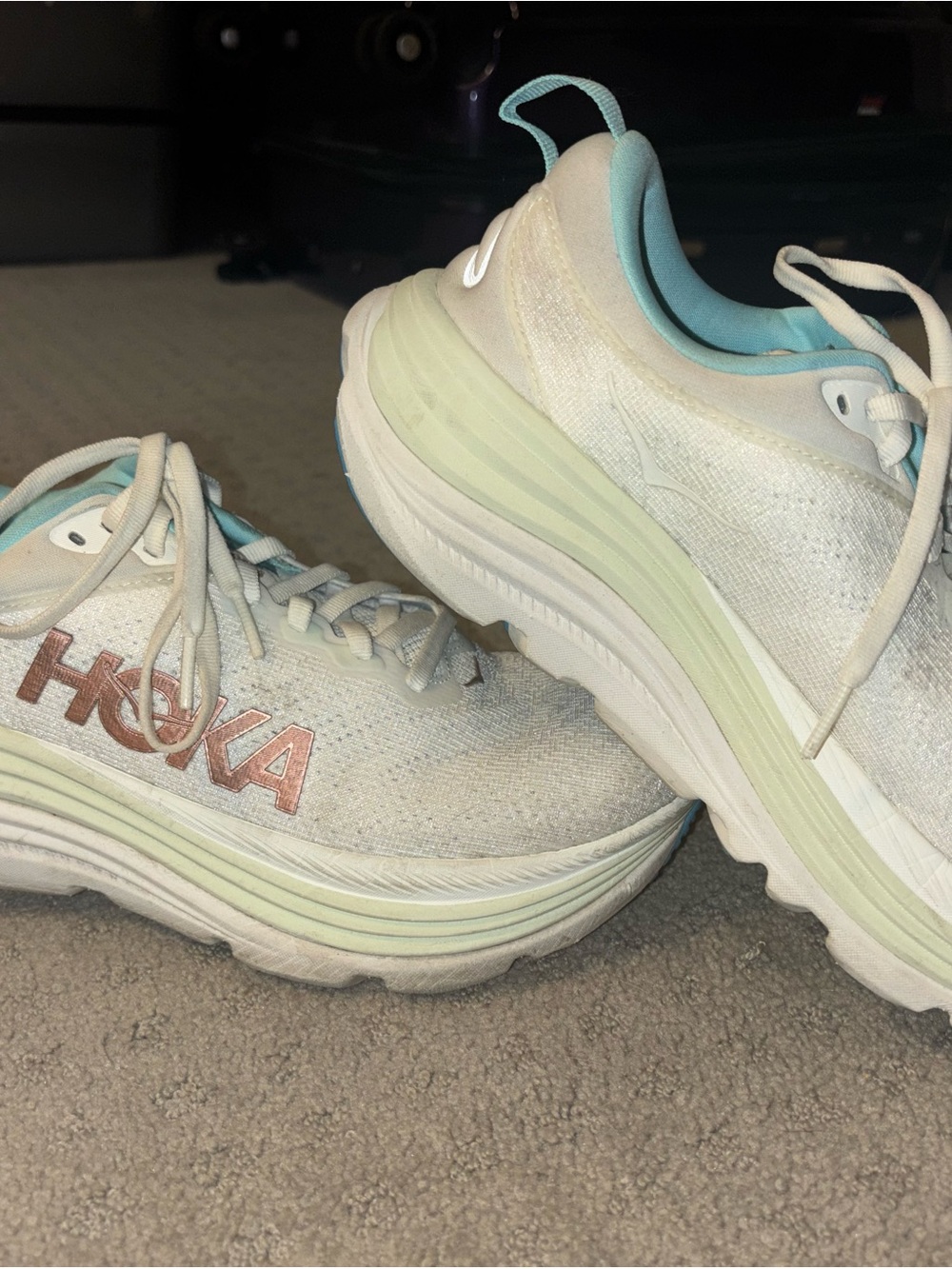 HOKA Gaviota 5 Women's White & Light Blue Running Shoes